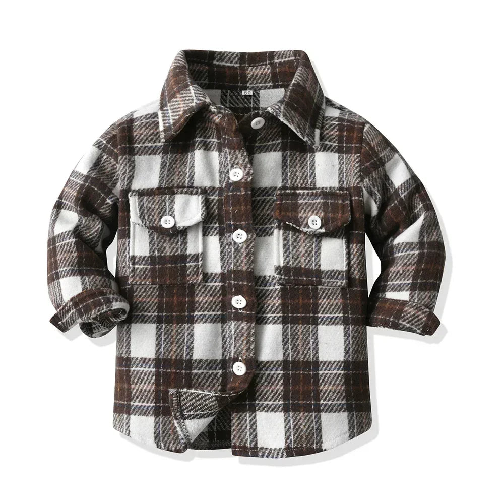 Children's Autumn Plaid Long Sleeved Shirt