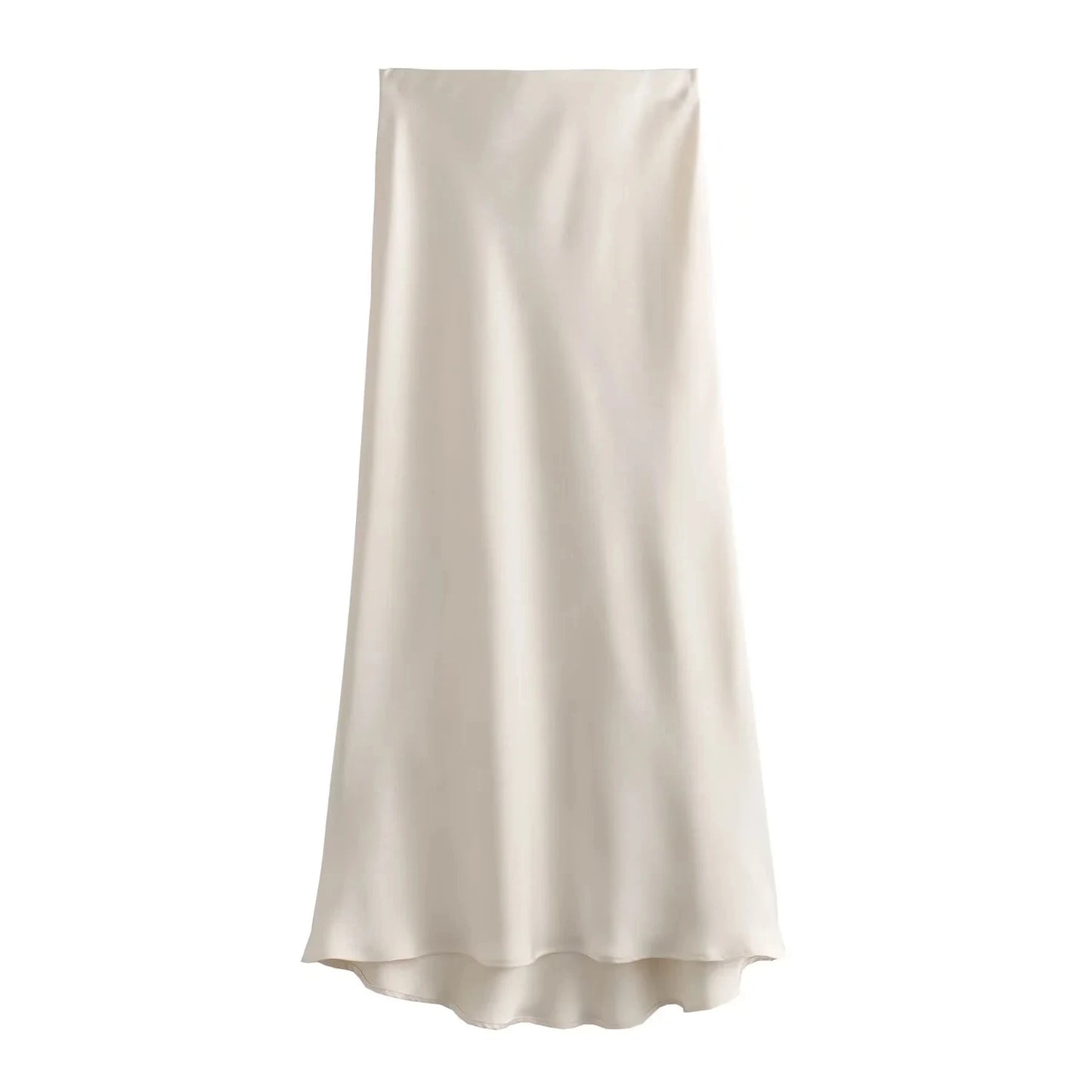 TRAFZA Eleganter, langer Rock aus einfarbigem Satin für Damen