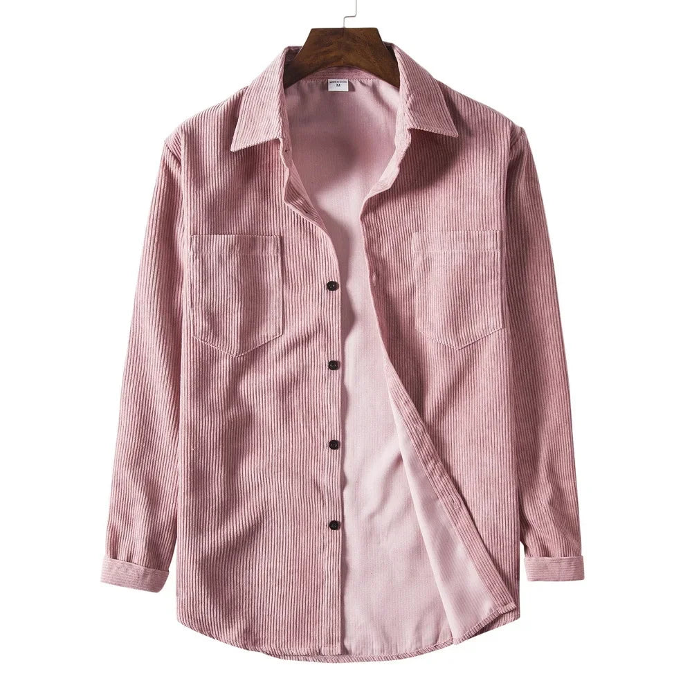 Herren Western Cord Langarm Casual Button Down Hemden
