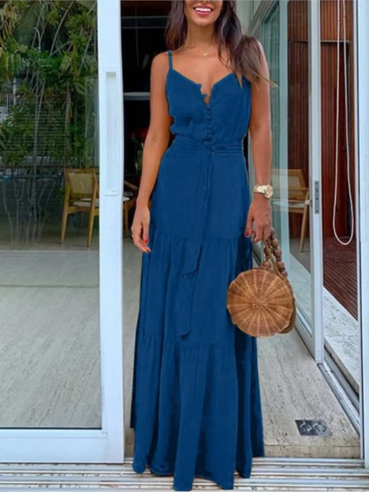 Women Summer Button With Belt White Dresses