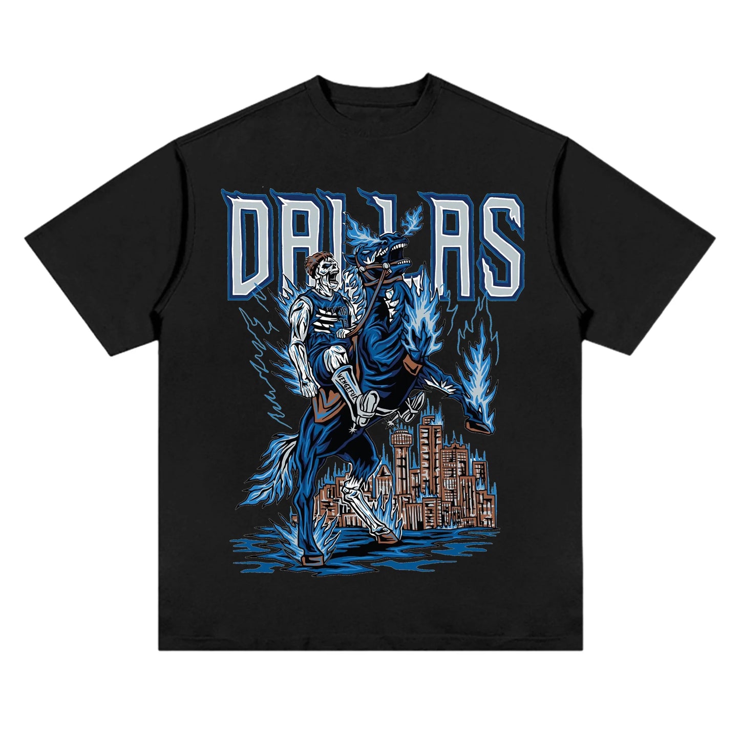 American Skeleton Dallas No. 11 Kyrie Irving Basketball Cotton T-shirt