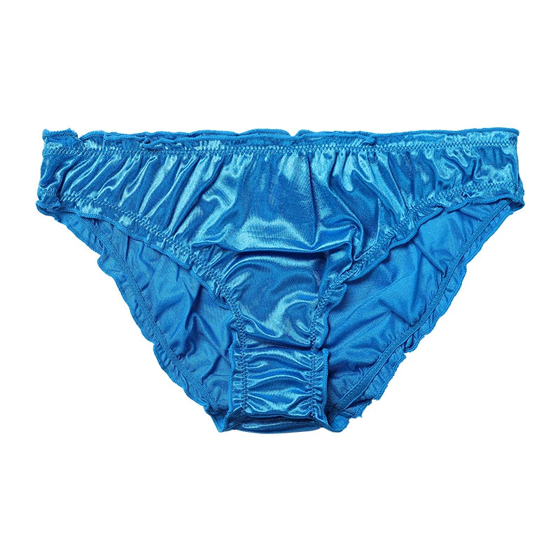 New Frill Trim Satin 100% Ice Silk Seamless No Show Underwear