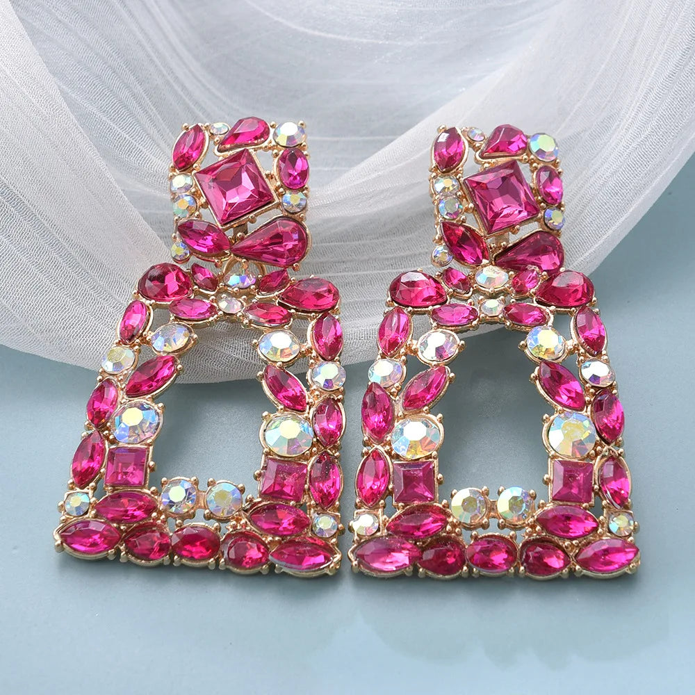 New Boho Ethnic Colorful Crystal Clip on Earrings