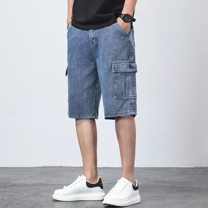 Denim Shorts for Men's Cargo Pants Baggy Bermuda Jeans Male Beach Pants