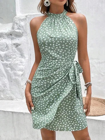 Elegant Sexy Sleeveless Neck-mounted Mini Dress