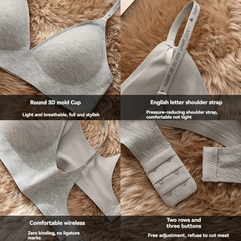 Women Deep V Neck Plunge Sexy Lingerie Letter Strap Bras