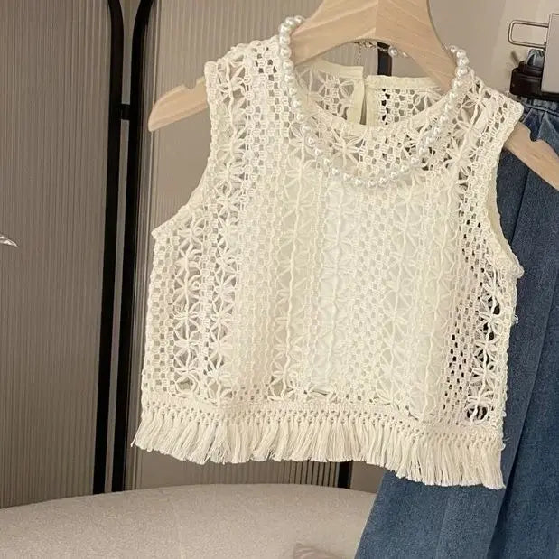 Girls Summer Tank Top Jeans Cute and Gentle Design Two Piece Set
