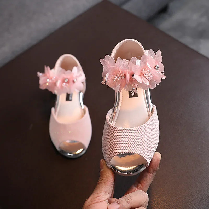 New Girls Rhinestone Flower Shoes