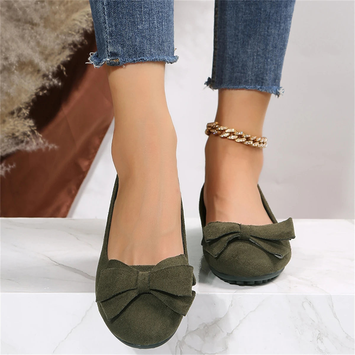 Autumn Casual Fashion Round Toe Flat Solid Color Shoes