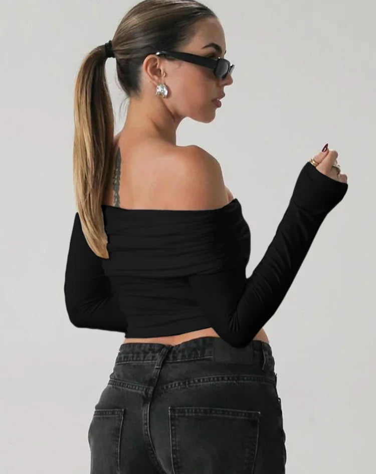 Weird Puss Pleat Irregular Crop Tops