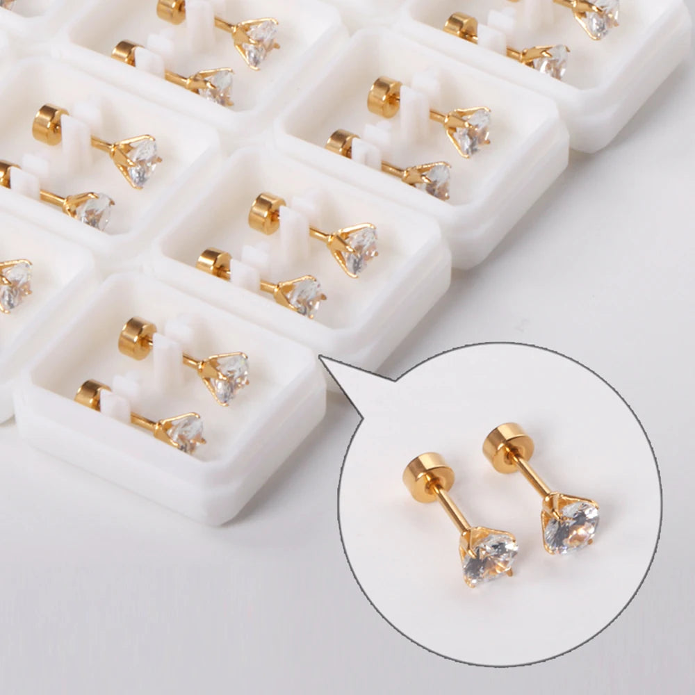12Pair Cubic Zirconia Stud Earrings
