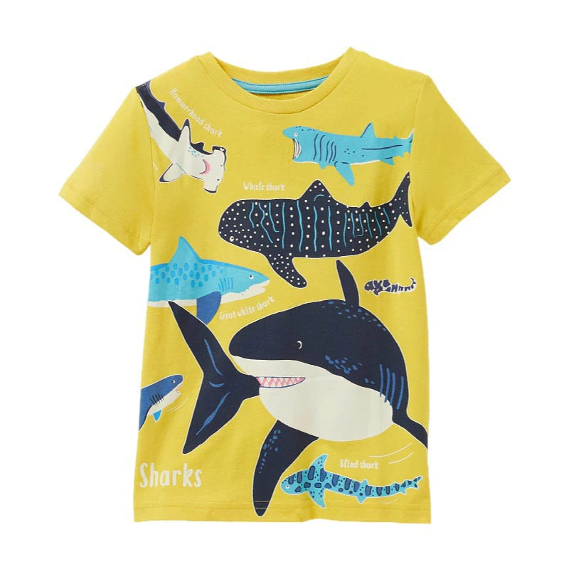 New Summer Cotton Short Sleeve Cartoon Whale Luminous T-shirts