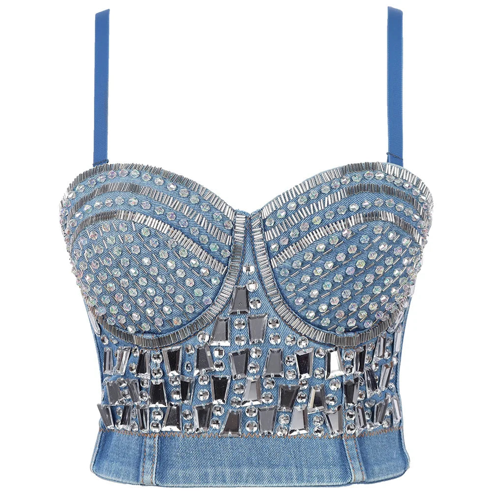 Women's Denim Bralette Cropped Top