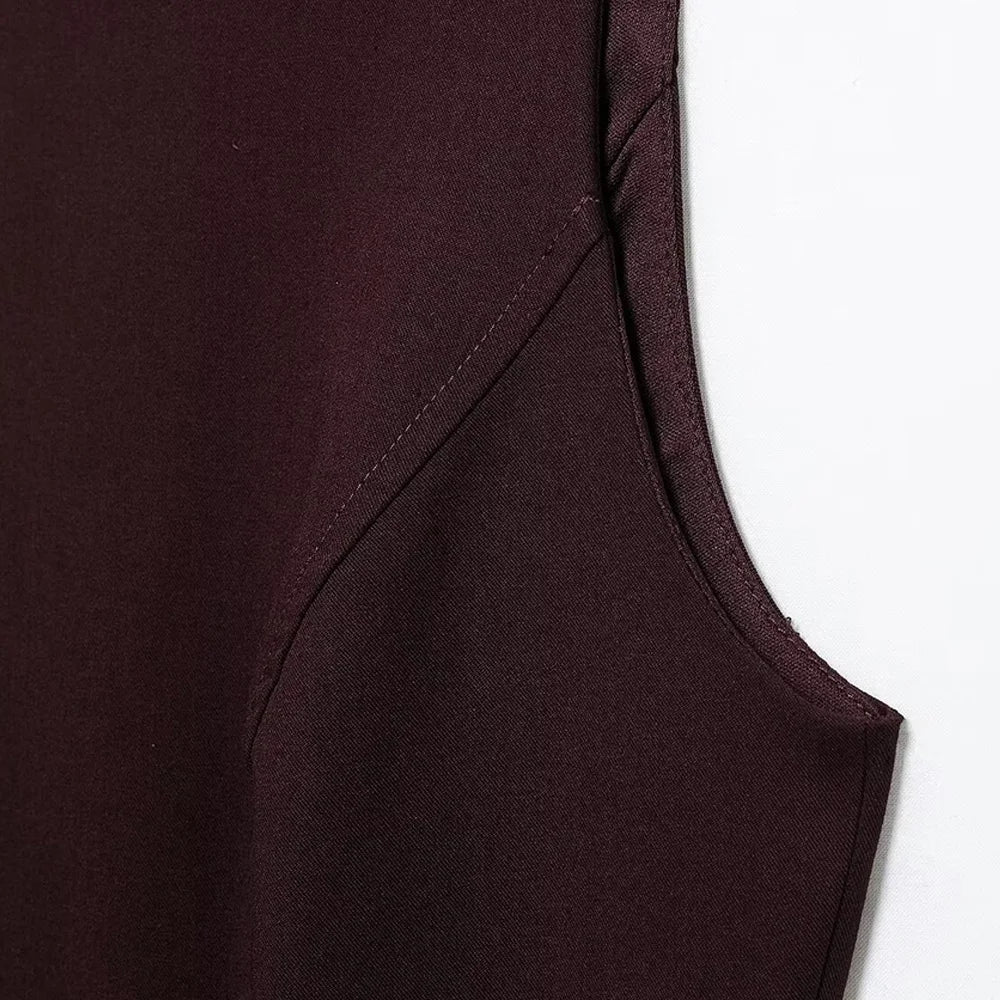 TRZA Women's Sleeveless Pleated Mini Dress O-Neck Back Zipper