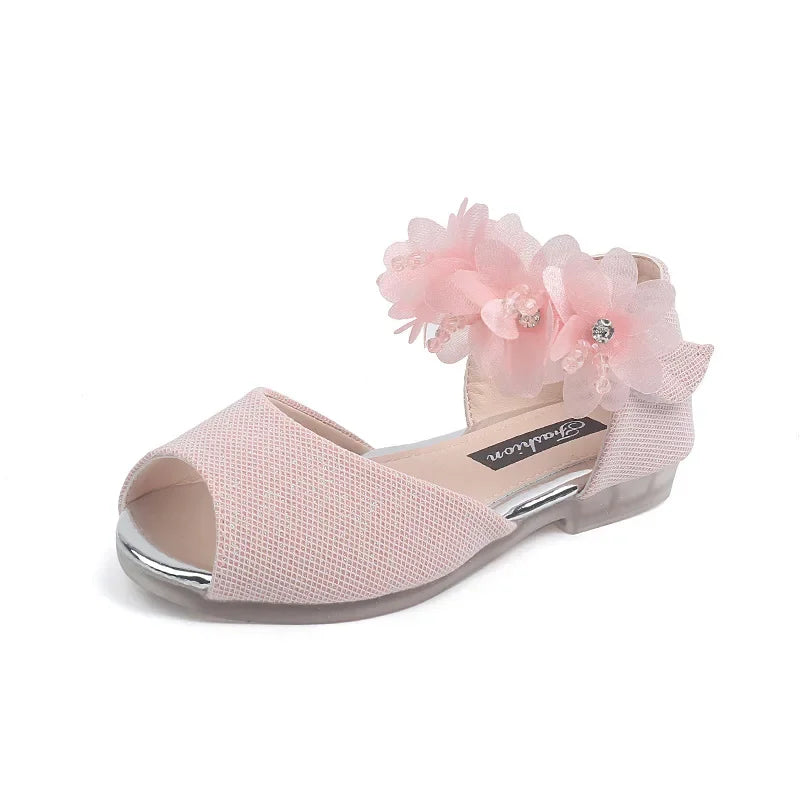 New Girls Rhinestone Flower Shoes