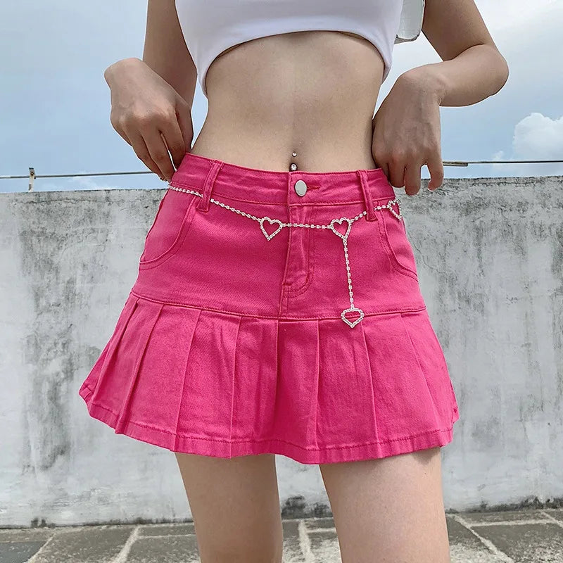 Cowboy Short Skirt, Women's Two-piece Anti-glare Cowboy Short Skirt