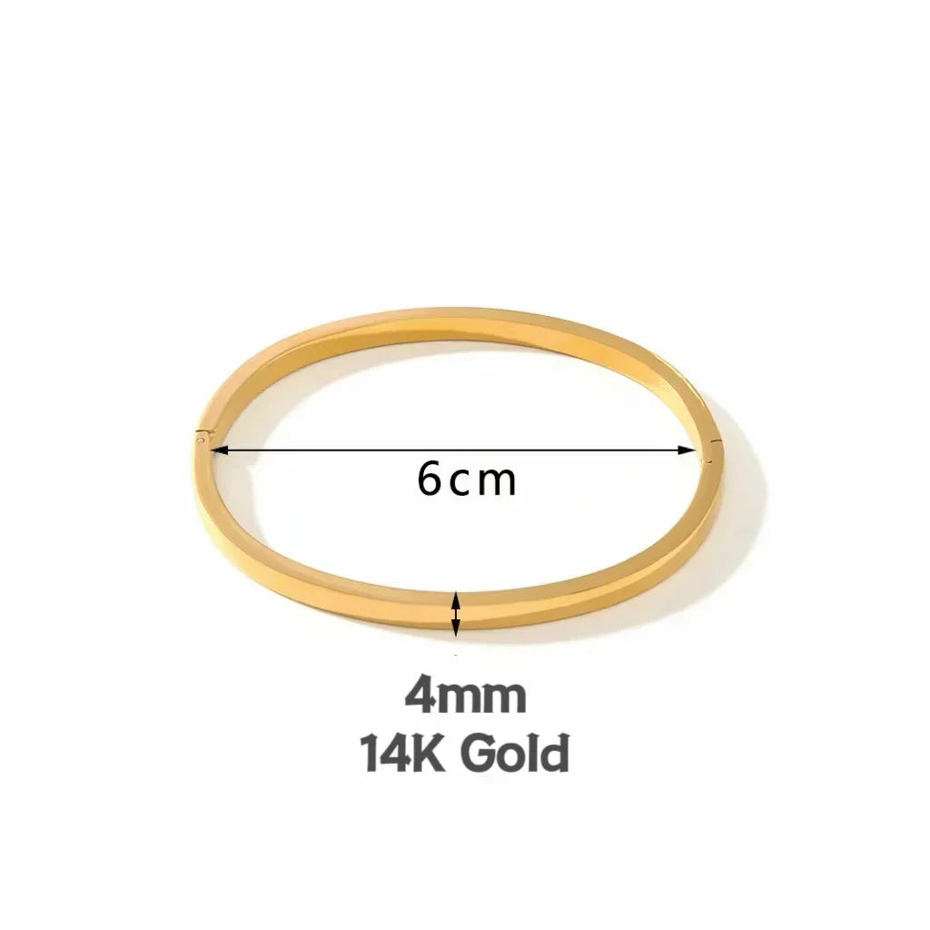 New Minimalist Stainless Steel Pure Gold Plated Plain Pattern Bracelet