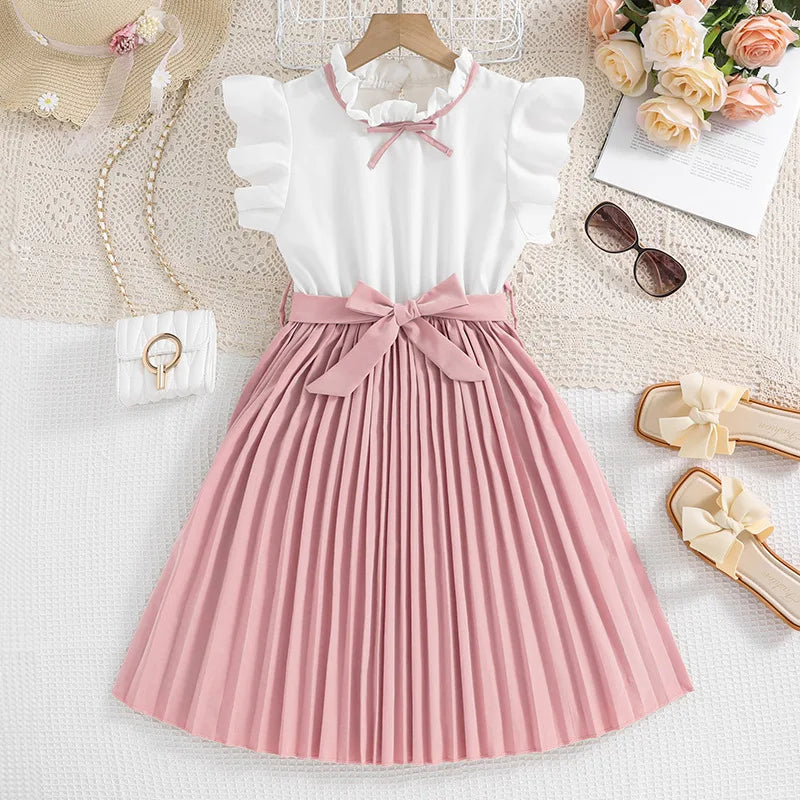 Sommer Neue Ankunft Mädchen Ärmelloses O Neck Rüschen Kleid