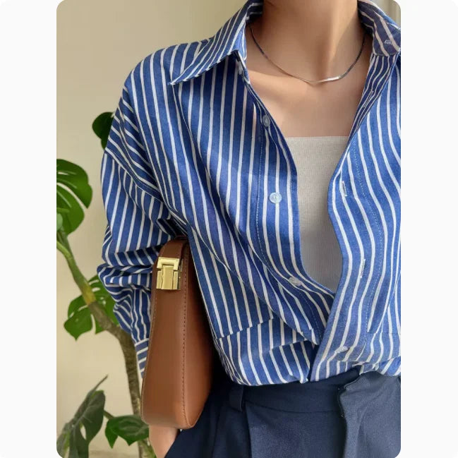 Women's Summer Blue Striped Shirt