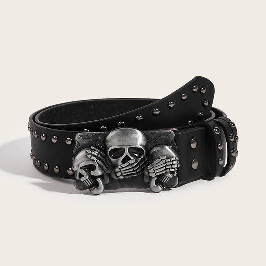 Hochwertiger Luxus-Marken-Taillengürtel mit Totenkopfnieten