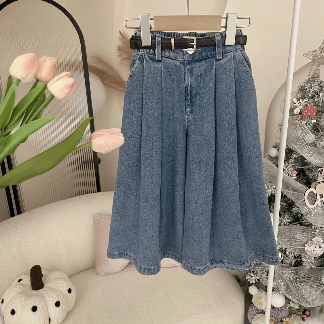 Girls Summer Tank Top Jeans Cute and Gentle Design Two Piece Set