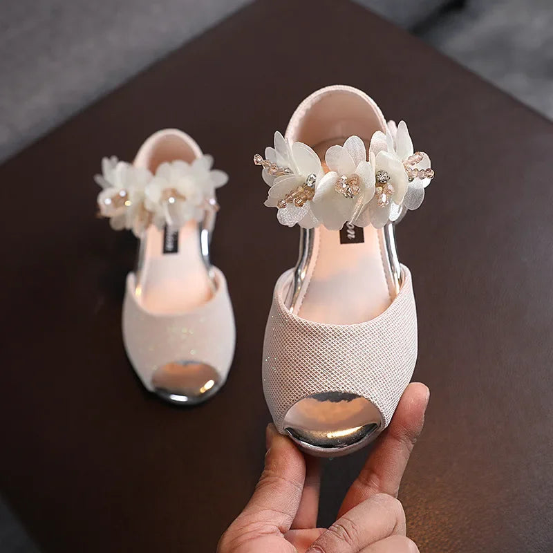 New Girls Rhinestone Flower Shoes