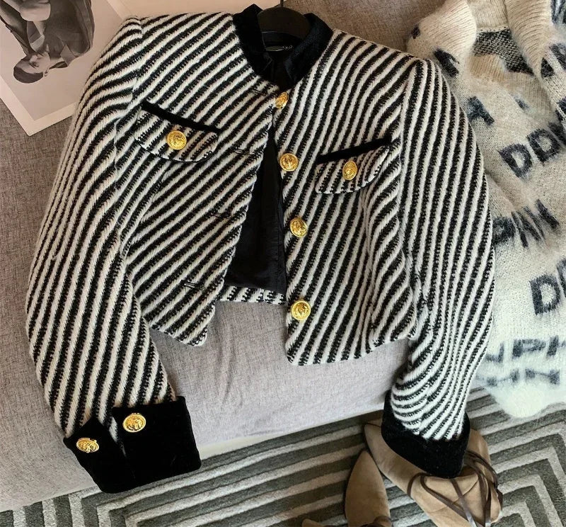 Autumn Winter 2024 New Vintage Stripy Jackets