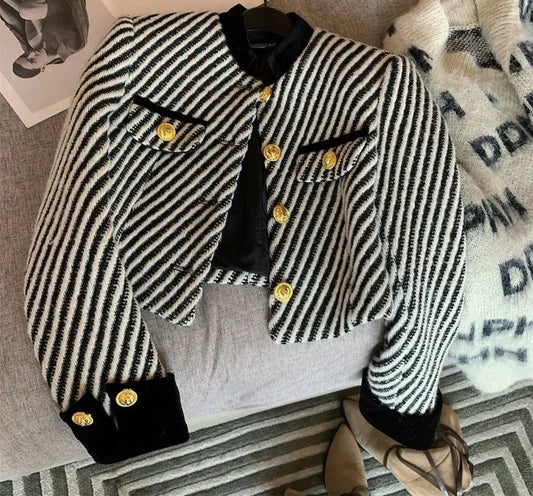 Autumn Winter 2024 New Vintage Stripy Jackets