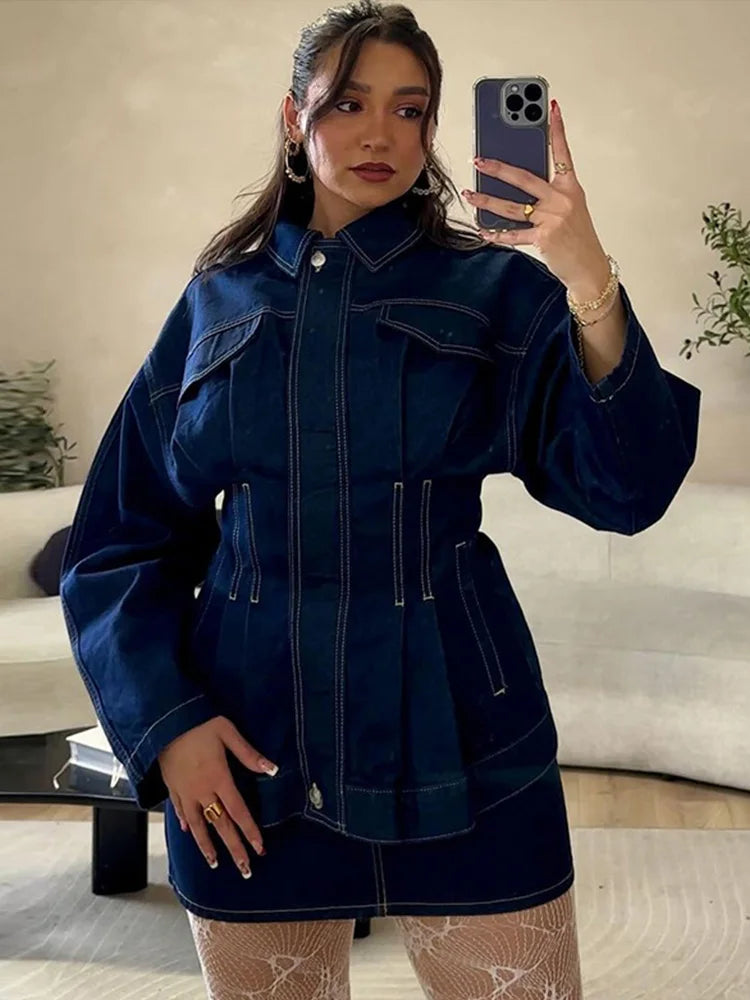 Women Slim Long Sleeve Single Breasted Midi Jackets