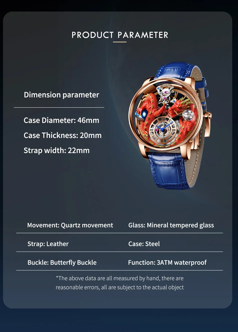 3D Gold Dragon Astronomia Quartz Watch