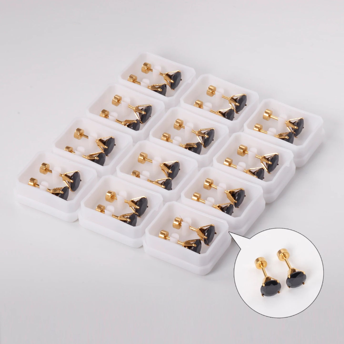 12Pair Cubic Zirconia Stud Earrings