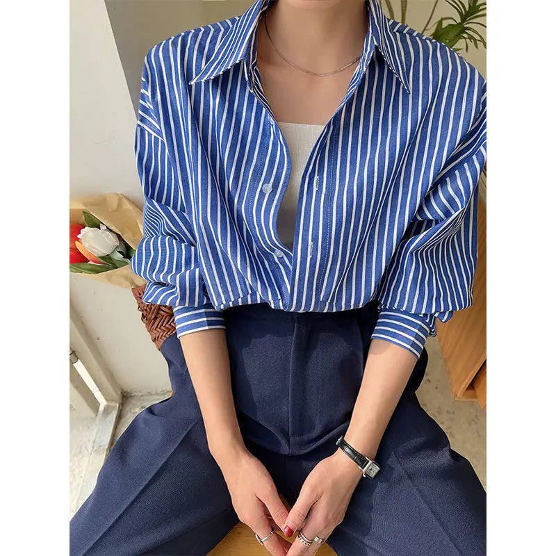 Women's Summer Blue Striped Shirt