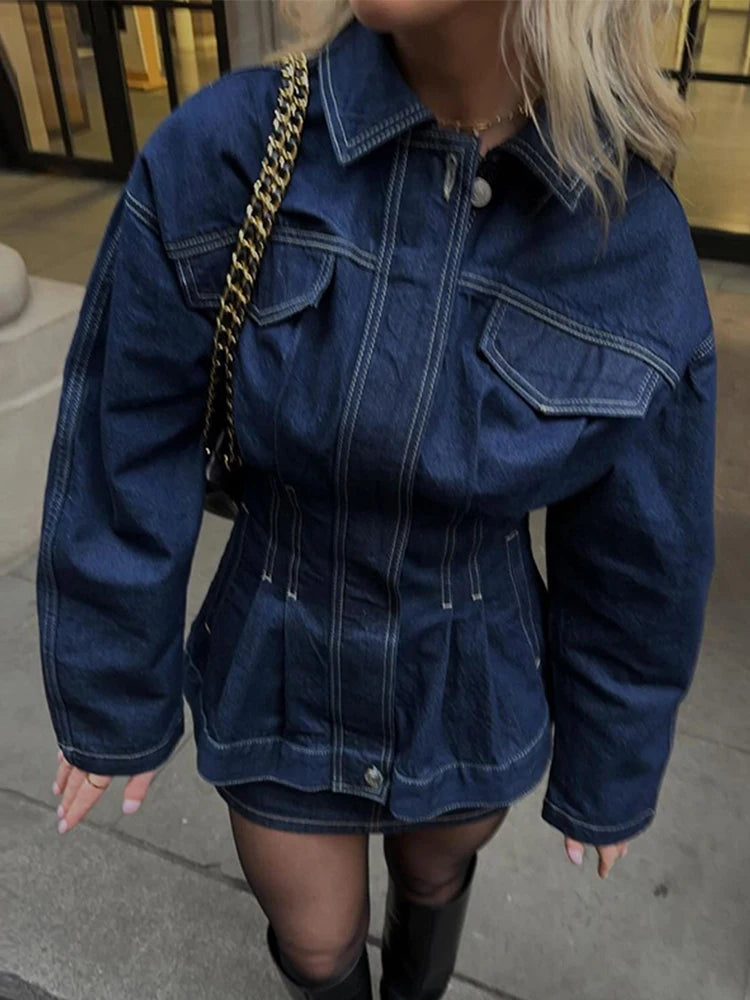 Women Slim Long Sleeve Single Breasted Midi Jackets