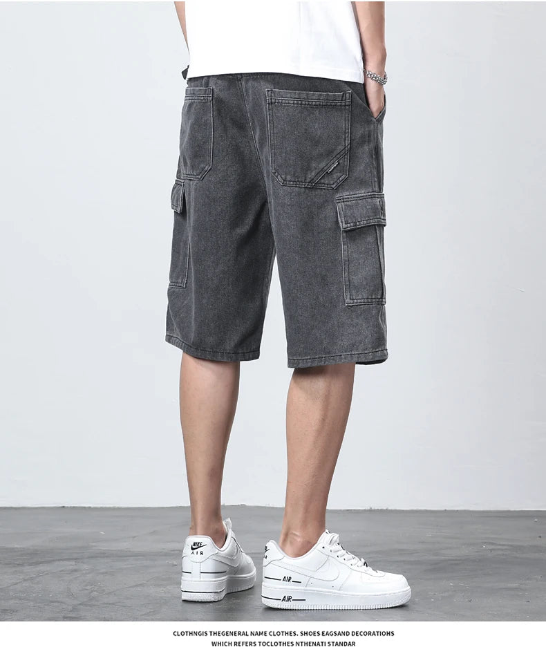 Denim Shorts for Men's Cargo Pants Baggy Bermuda Jeans Male Beach Pants