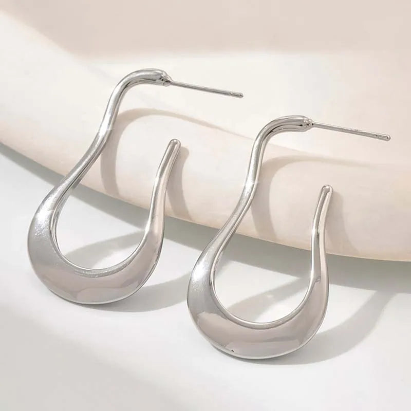 New Fashion Metal Geometric Smooth Chunky Drop Earring