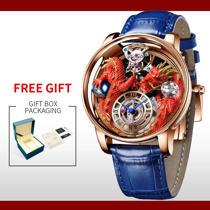 3D Gold Dragon Astronomia Quartz Watch