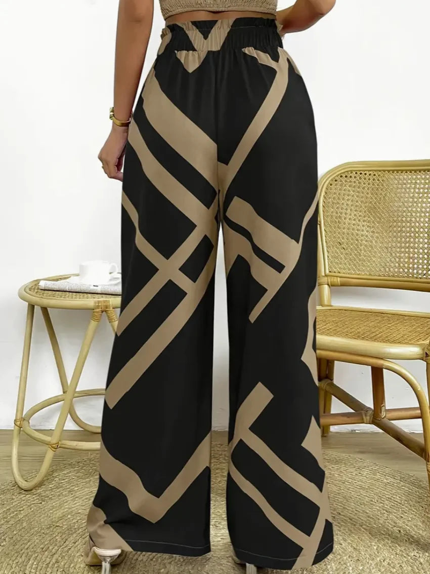 Hose mit weitem Bein und geometrischem Muster