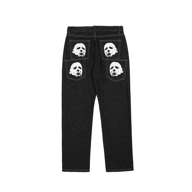 American Style High Street Skeleton Printing Jeans