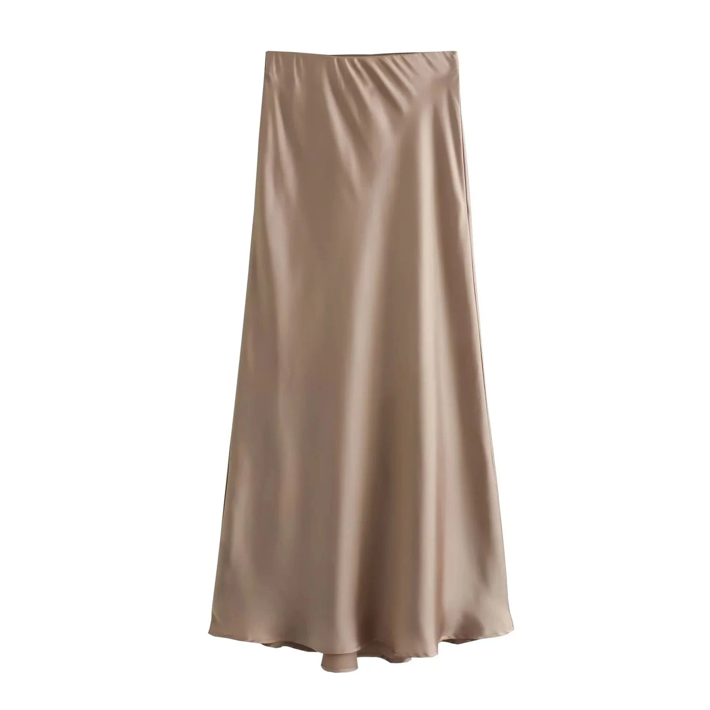 TRAFZA Eleganter, langer Rock aus einfarbigem Satin für Damen