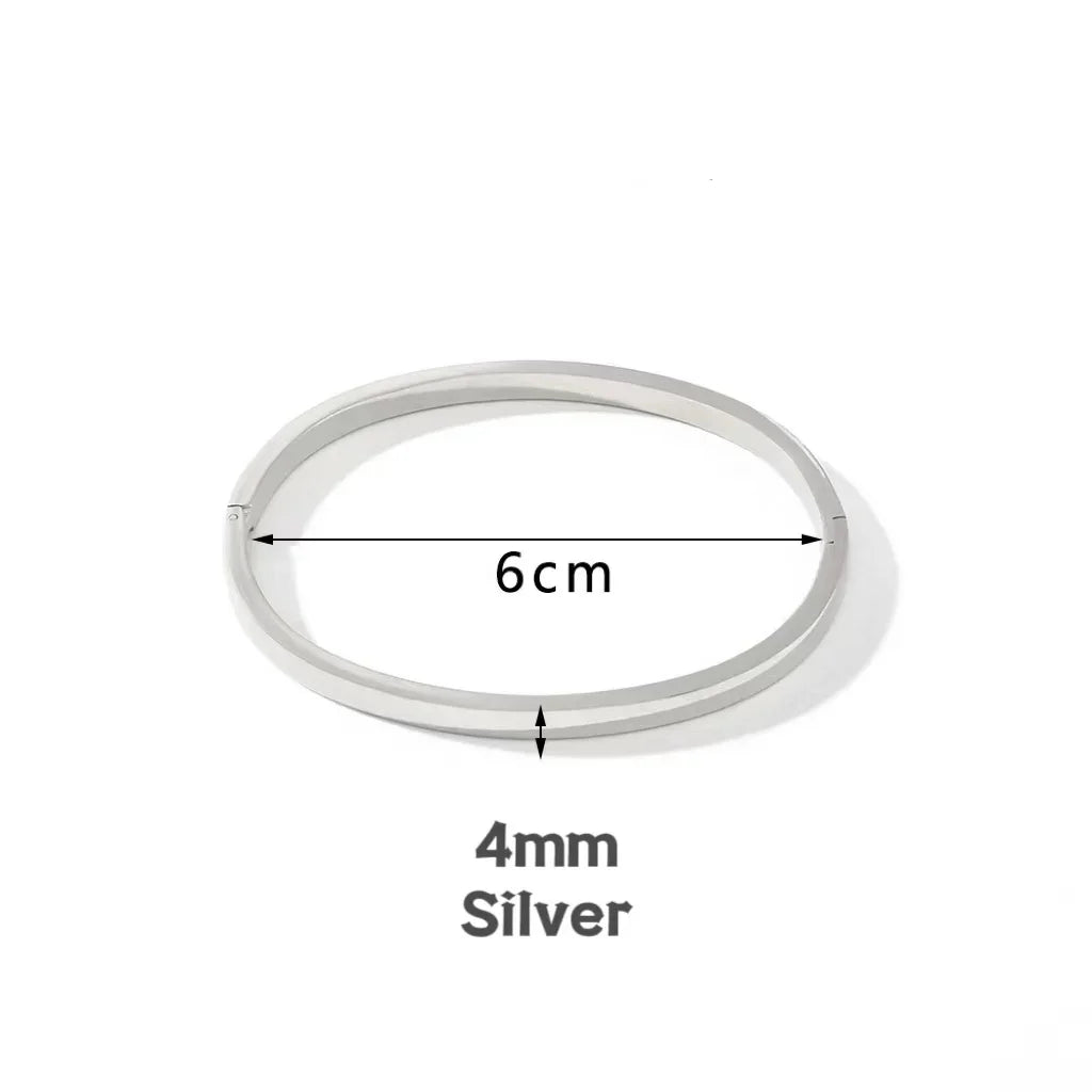 New Minimalist Stainless Steel Pure Gold Plated Plain Pattern Bracelet
