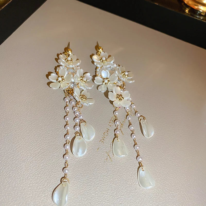 Women French Romantic Flower Drop Earring