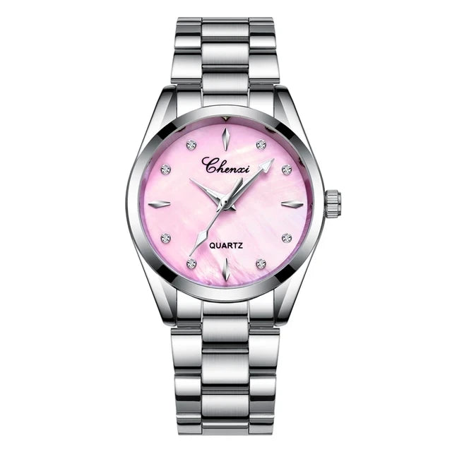 Women Fashion Elegant Diamond Shell Dial Wristwatch