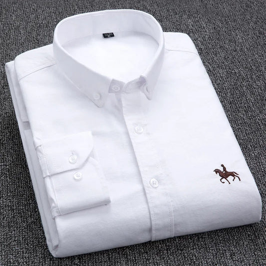 DVEL Herren Oxford Hemd Langarm Reine Baumwolle