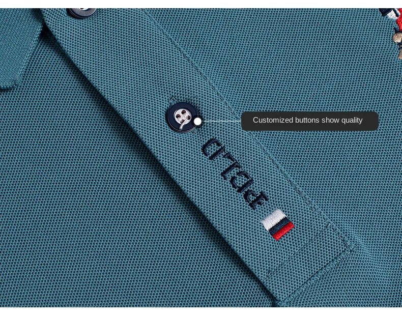 Besticktes Langarm-Poloshirt für Herren in Volltonfarbe