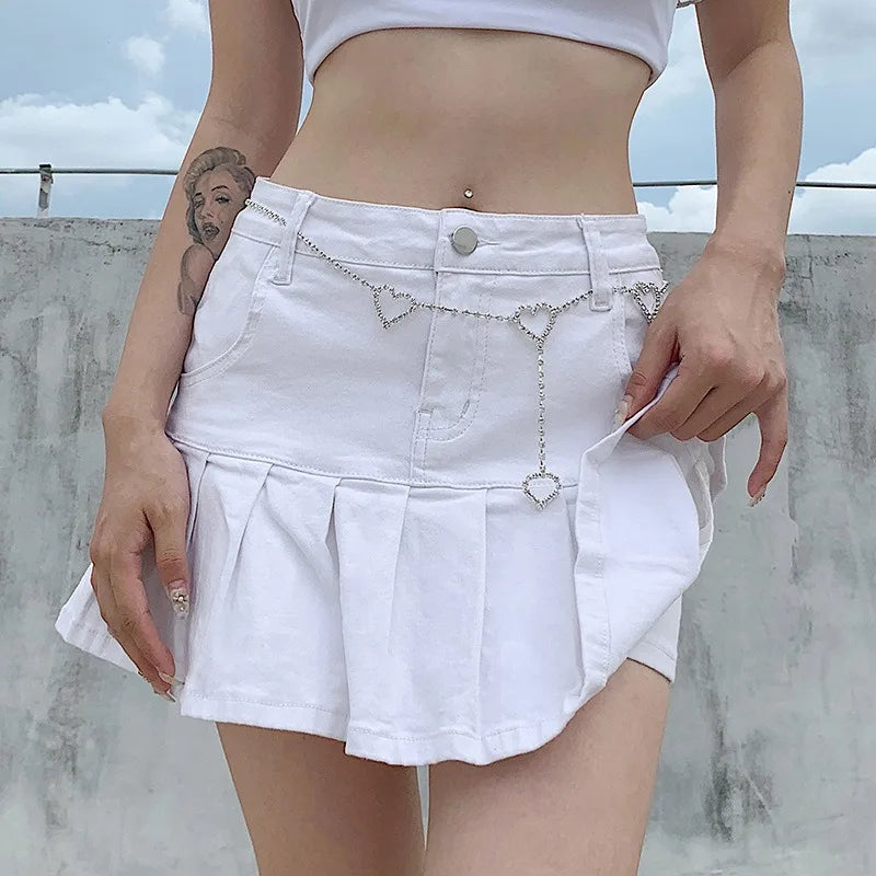 Cowboy Short Skirt, Women's Two-piece Anti-glare Cowboy Short Skirt