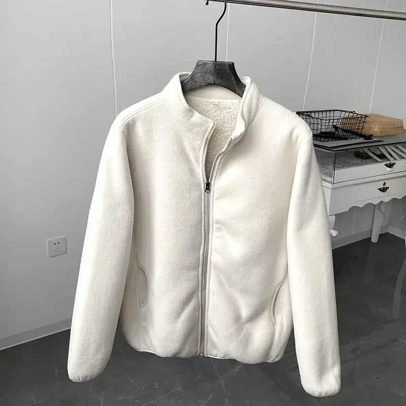 Neuer Winterfleece-Mantel mit Sherpa-Fleece in Volltonfarbe