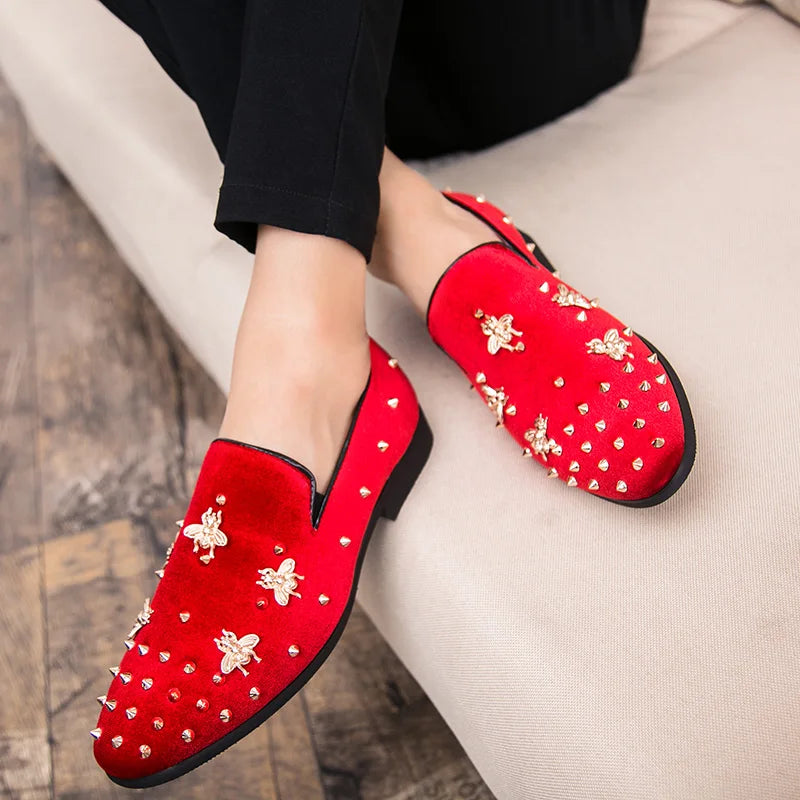 New Fashion Black Top and Metal Toe Velvet Dress Shoes