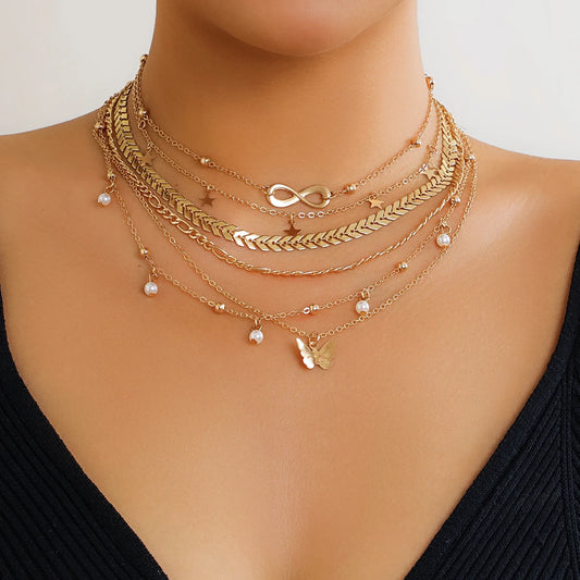 Women Multilayer Thin Link Choker Aesthetic Wed Jewelry