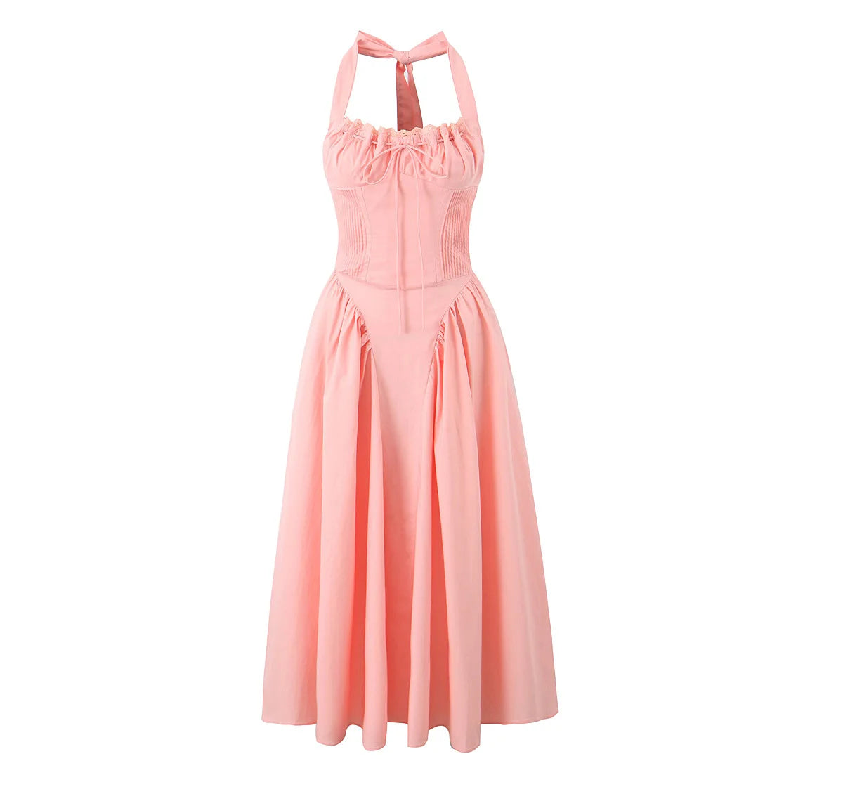 Sexy Pink Corset Style Bow Halter Dress