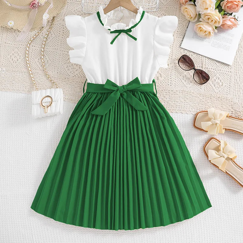 Sommer Neue Ankunft Mädchen Ärmelloses O Neck Rüschen Kleid